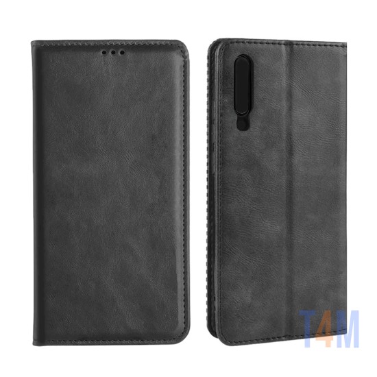 Funda Abatible de Cuero con Bolsillo Interno para Xiaomi Mi 9 Negro